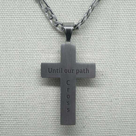 Beautiful stainless steel gold crucifix with gold chain and engraving. - Picture 7 of 8